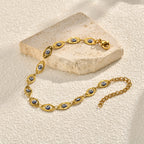 Evil Eye Bracelet Stainless Steel Gold Embossed