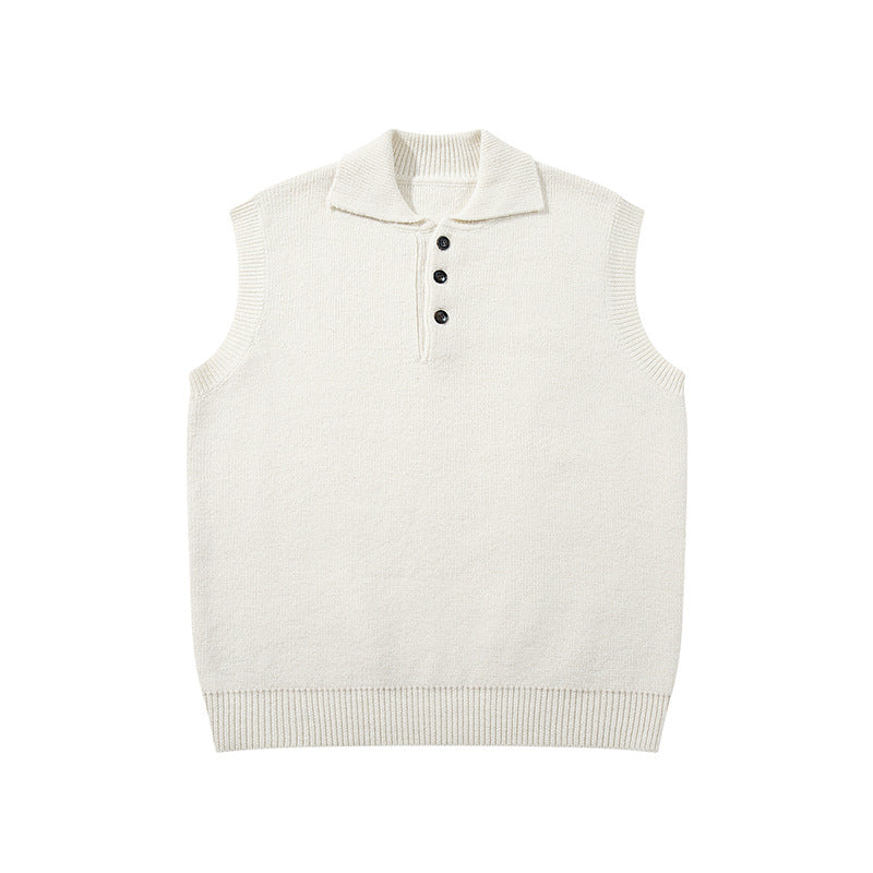 Sleeveless Collared Wool Knit Vest