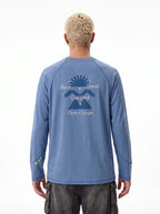Color-block raglan-sleeve printed long-sleeve sports T-shirt