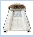 Raccoon Fur Collar Workwear Down Jacket - Unisex Couples' Winter New Stylish Warm Windproof