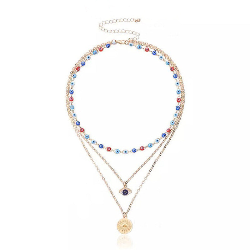 Evil Eye Collarbone Chain Hip Hop Multi-Layer Necklace