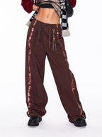 Street-style vintage-look tie-dye straight-leg cargo pants