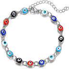 Mixed-color evil eye stainless steel bracelet
