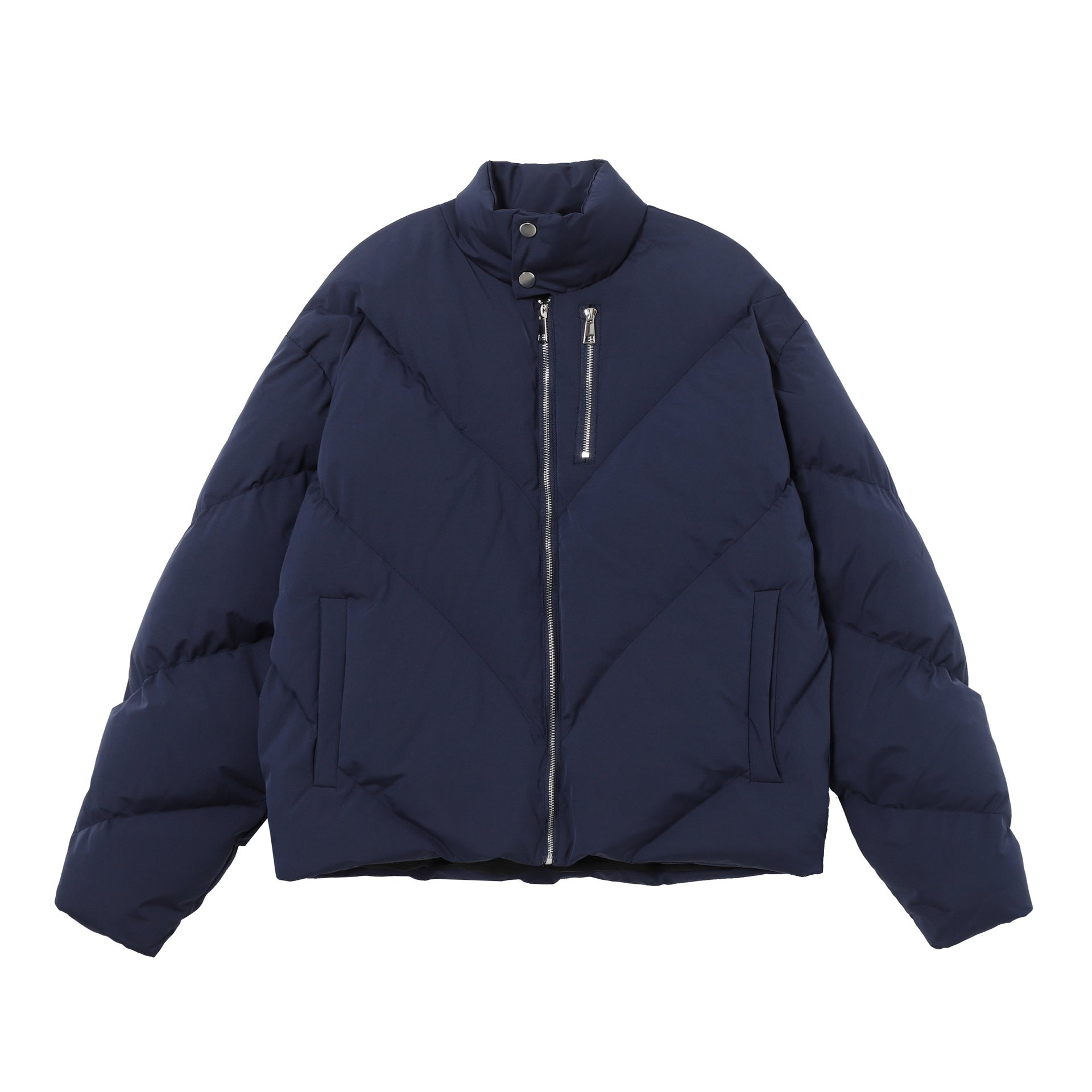 American-Style Winter Solid Color Puffer Jacket Unisex Thickened Loose Fit Couple Coat