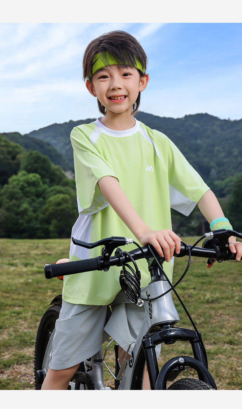 Boys Color Block Cooling Quick-Dry T-Shirt
