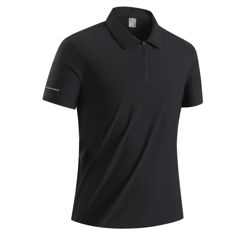 Men's Half‑Zip Short Sleeve Polo Shirt, Breathable Antibacterial Ultra‑Light T‑Shirt
