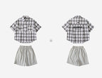 Boys' short-sleeve plaid shirt 100% cotton