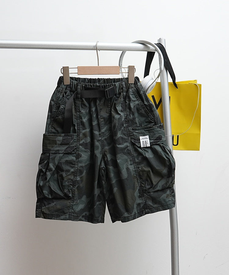 Boys' Quick-Drying Camouflage Cargo Shorts for Outdoor Sports