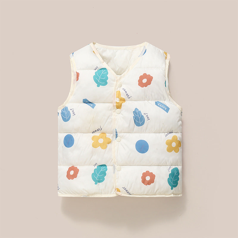 2025 autumn and winter new children's down cotton vest, boys and girls, medium and small children's warm vest, trendy vest inside and outside