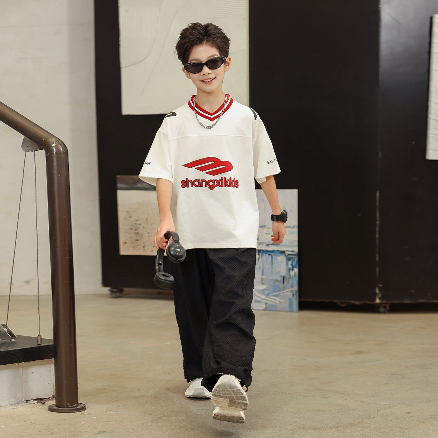 Boys Bubble Textured Wide-Leg Pants, Casual & Versatile
