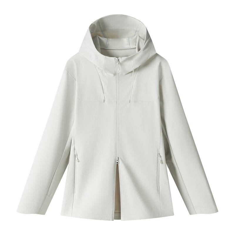 WENHOUU Women Heat‑Sealed Softshell Jacket Windproof Water‑Repellent Hooded Outdoor Coat