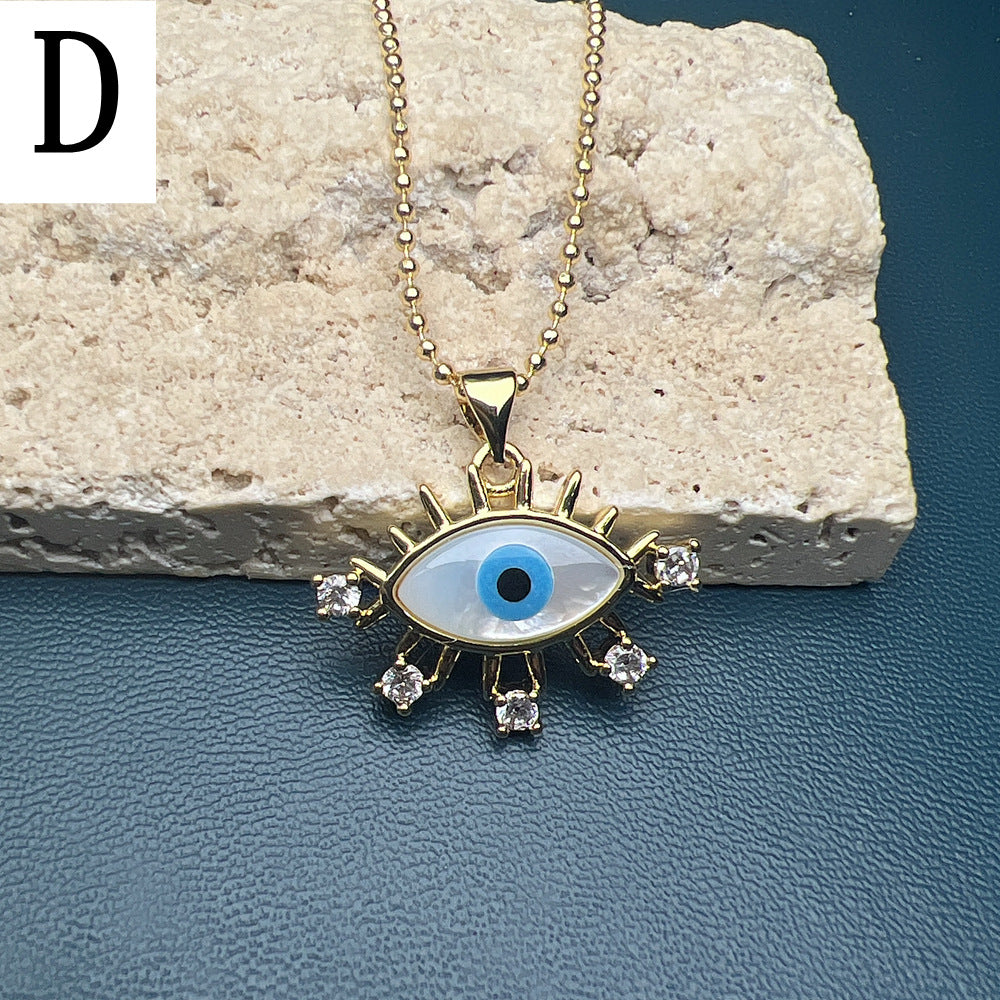 Famati's Hand Butterfly Shell Evil Eye Necklace
