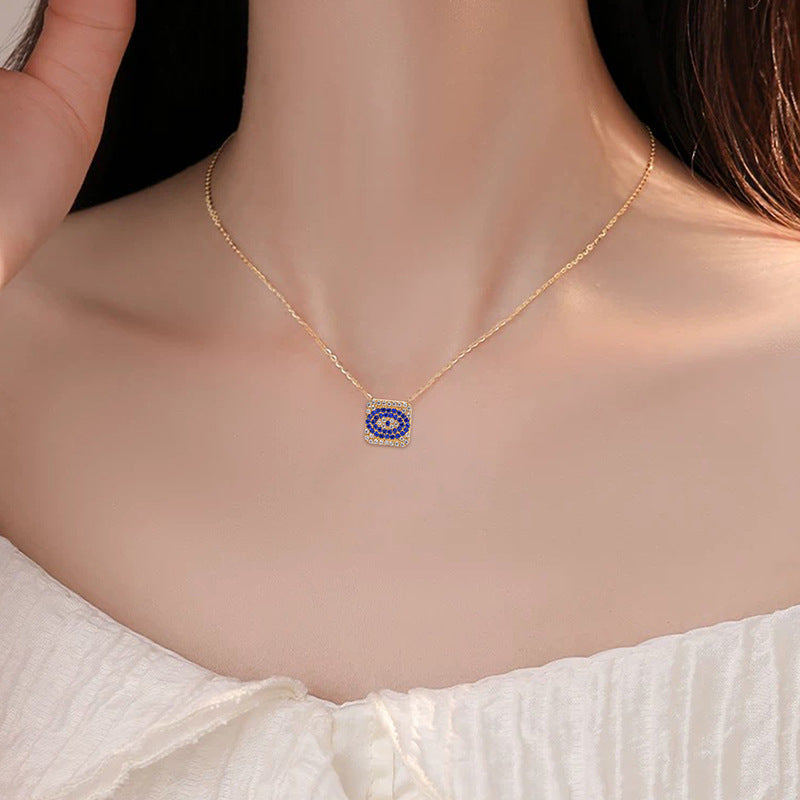 Titanium Steel Diamond-Studded Evil Eye Necklace