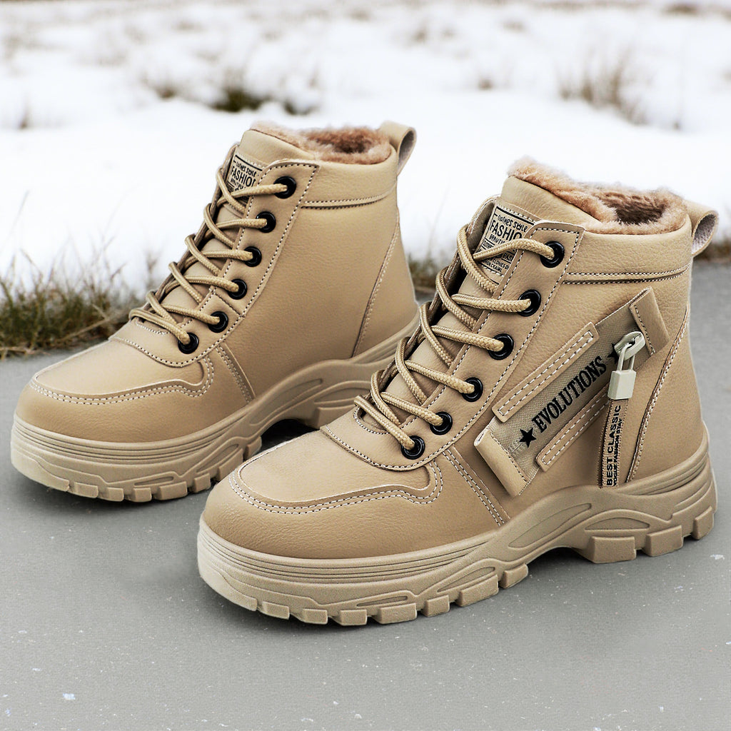 Women's New Mid-Calf Snow Boots - Stylish Fleece-Lined Thickened Waterproof Lace-Up