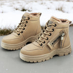 Women's New Mid-Calf Snow Boots - Stylish Fleece-Lined Thickened Waterproof Lace-Up