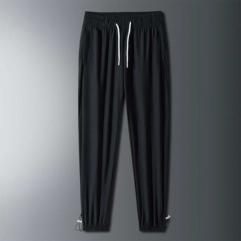 Unisex UPF 50+ Ice Silk Quick Dry Pants Thin Stretch Straight Cuffed Outdoor Casual Long Trousers