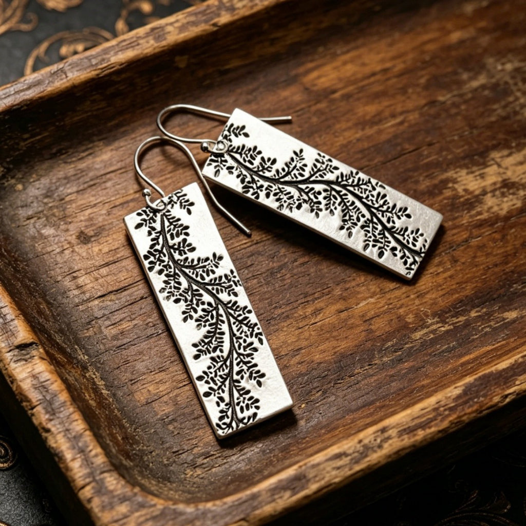 Nature Cast Metalworks Tree-Shaped Drop Earrings