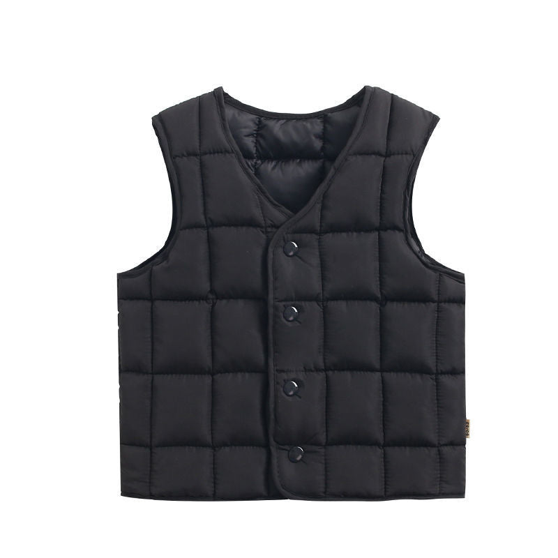 Children wear down cotton vests on both sides, autumn and winter babies wear vests inside and outside, Korean version of men's and women's children's thermal vest