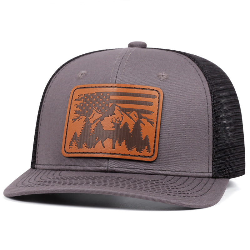 Embroidered baseball cap with animal-skin-style patch