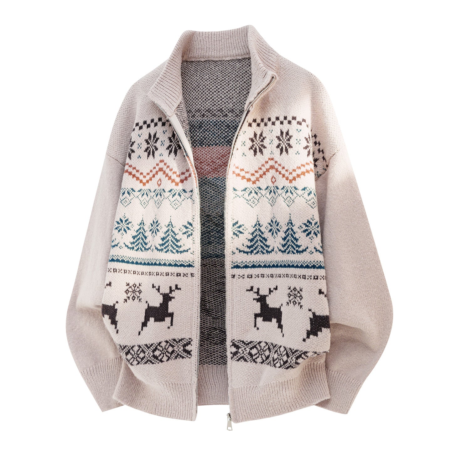 Autumn and winter new men's Fair Island jacquard cardigan, retro ethnic style soft waxy texture knitted coat