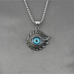 Titanium Steel & Diamond-Inlaid Evil Eye Pendant Hip-Hop Necklace