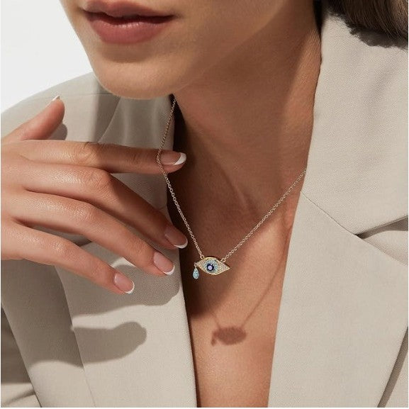 Fully Diamond Evil Eye Necklace