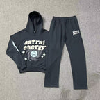 BrokenPlanet Oversized Foam Print Fleece Streetwear Set, Zip Hoodie + Sweatpants