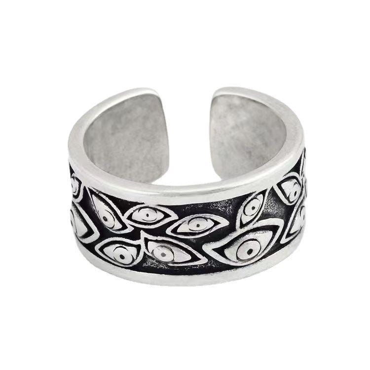 Evil Eye Ring with Adjustable Open Band