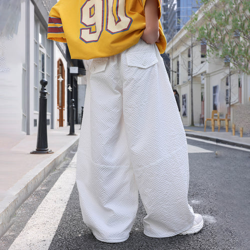 Boys Bubble Textured Wide-Leg Pants, Casual & Versatile
