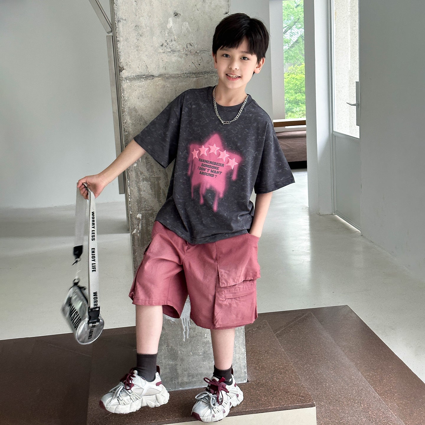 Boys Cotton Washed Vintage 5 Inch Cargo Shorts