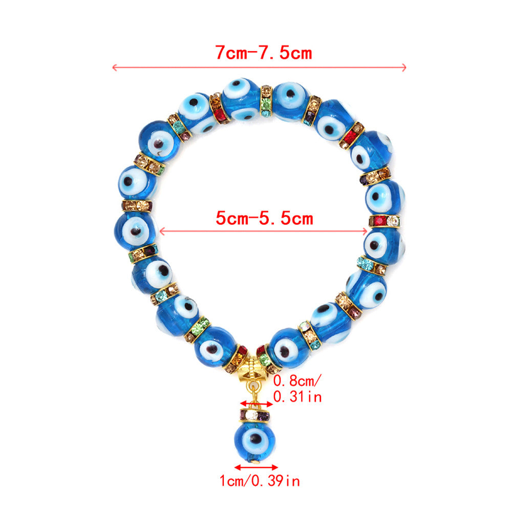 Evil Eye Crystal Bracelet with Blue Beads