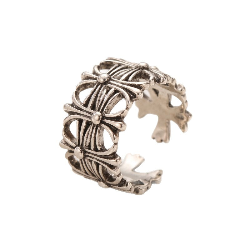 Nature Cast Metalworks Chrome Hearts Ring, Cross Hip Hop Vintage Punk