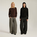Women's Pleated curved knife high-waisted dress pants