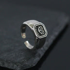 Demon Eye Index Finger Ring - Imitation Thai Silver Brushed