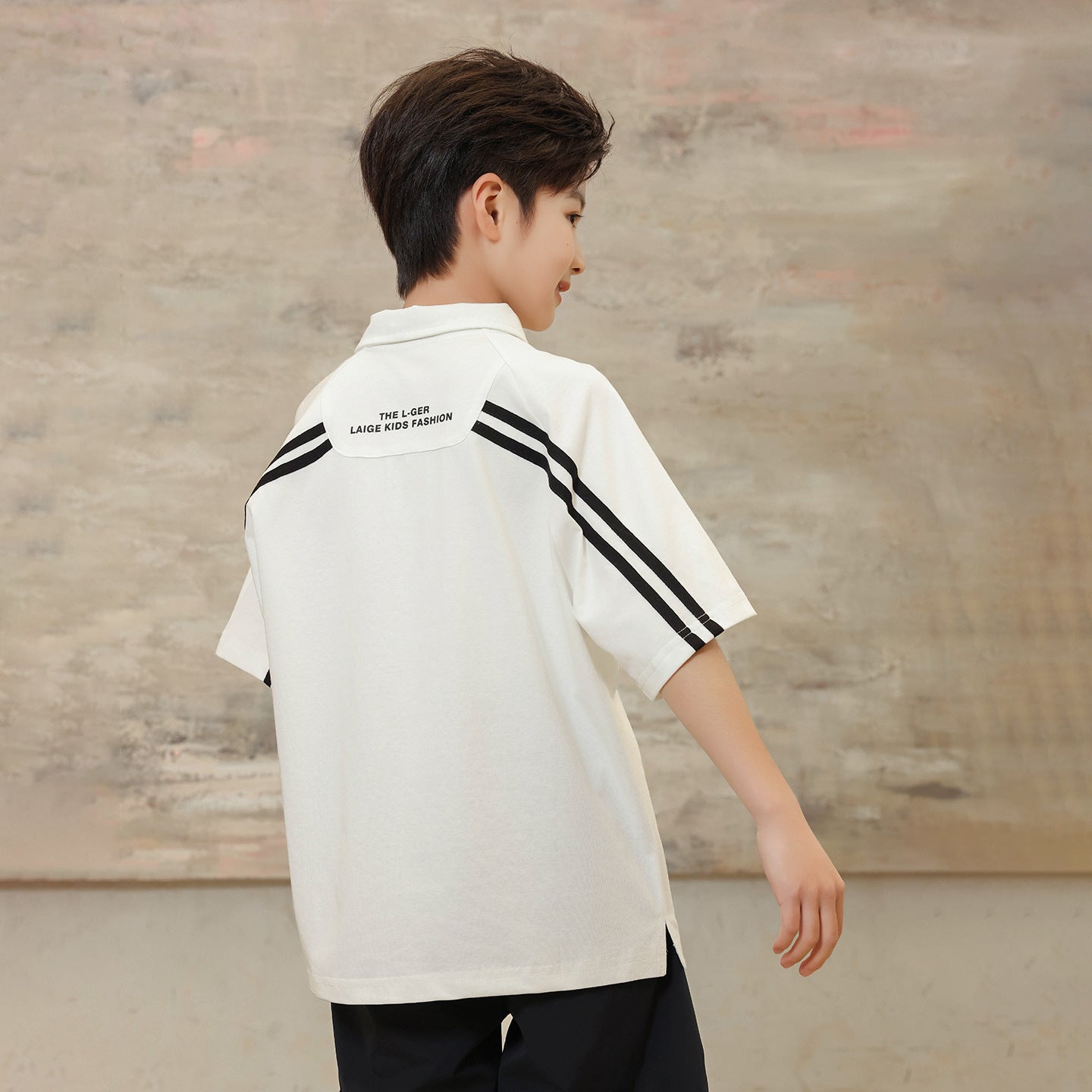 Summer Kids Striped Trim Polo Tee