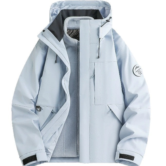 3‑in‑1 Hooded Outdoor Jacket, Windproof Waterproof Warm for Hiking & Travel