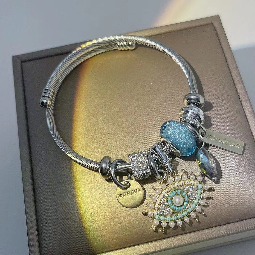 Stainless Steel Wire Evil Eye Bracelet