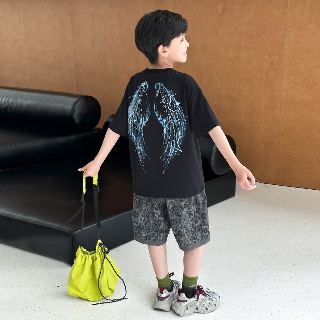 Boys Leopard Print Shorts, Summer Thin 5 Inch Pants for Big Kids
