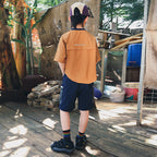 Minimalist Color Block Splicing Shorts, Mountain Style