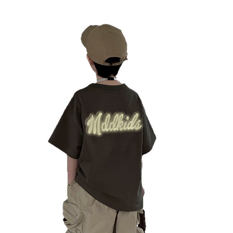 Children's Weight Print Boys Short Sleeve T-Shirt