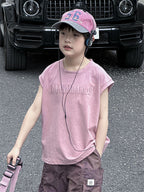 Dopamine Pink Class A Cotton Boys Summer Sleeveless Vest