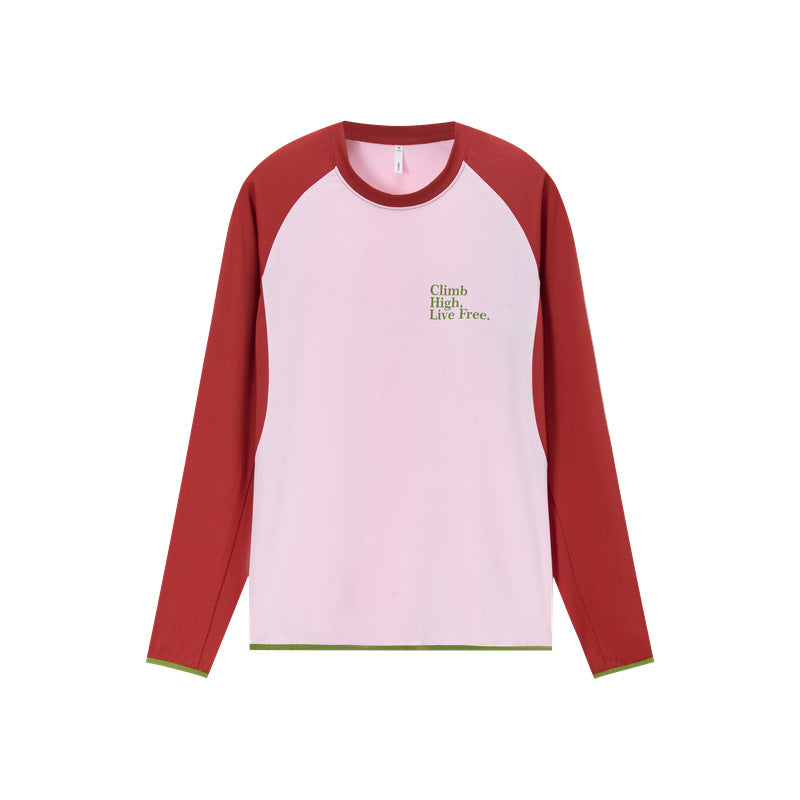 Women's sports print T-shirt, contrasting color rock climbing bouldering