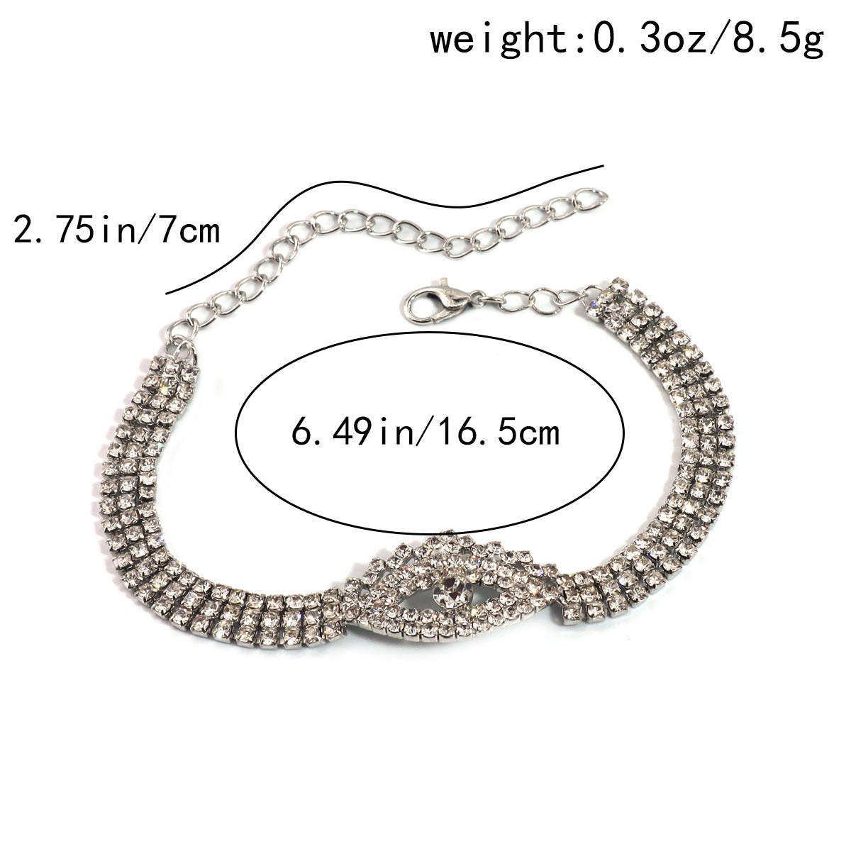 Sexy anklet with evil eye design and rhinestone inlay