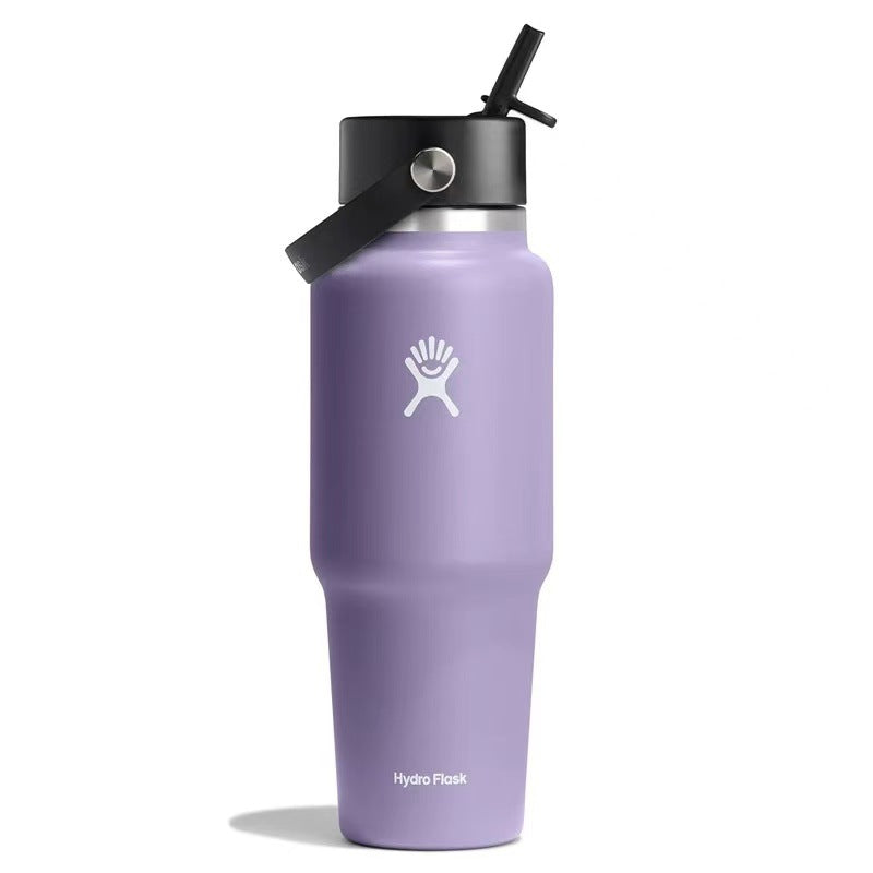 Hydro Flask Large‑Capacity 304 Stainless Steel Vacuum Insulated Tumbler with Carry Handle & Straw Lid for Sports Outdoor