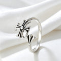 Hip-hop retro cross flower ring, punk style adjustable