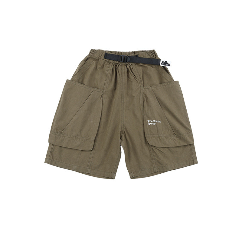 Mountain Style Cargo Shorts with Large Pockets & Embroidery