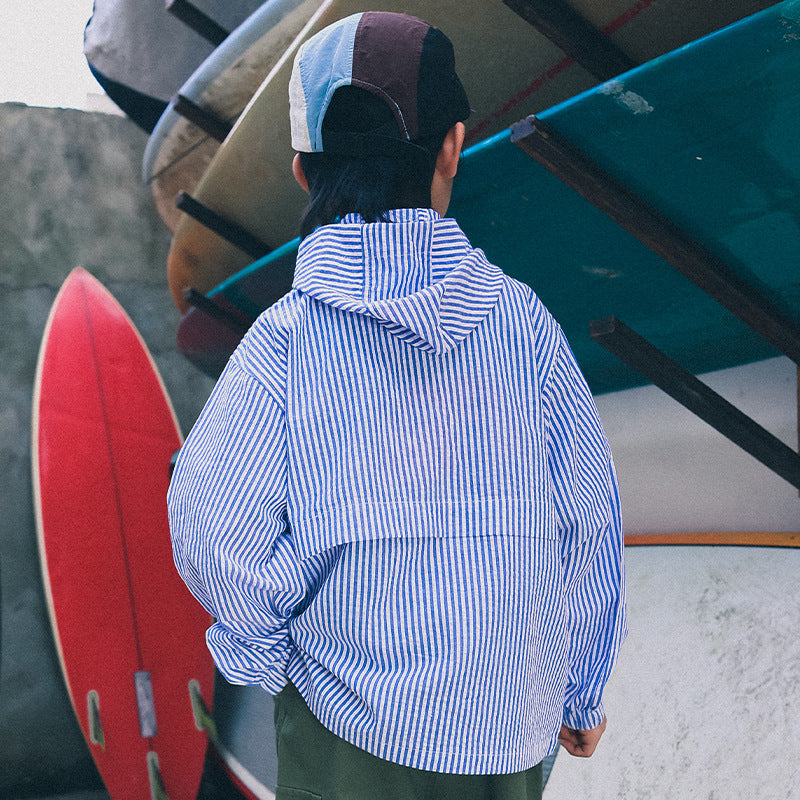 Mountain Style Blue Stripe Casual Jacket