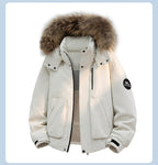 Raccoon Fur Collar Workwear Down Jacket - Unisex Couples' Winter New Stylish Warm Windproof