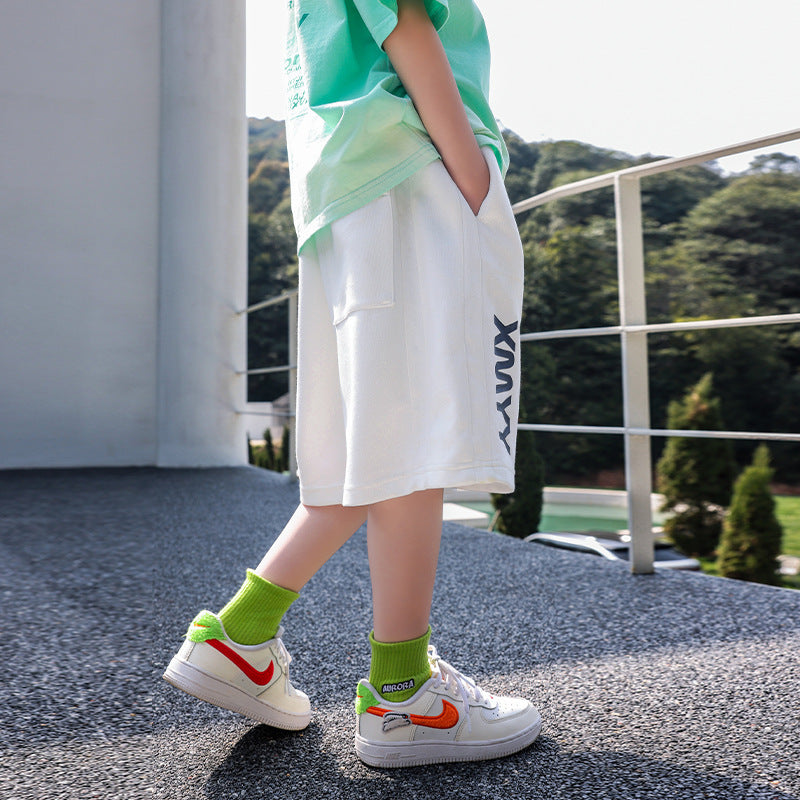 Boys' Summer Cooling Shorts，White Casual Style