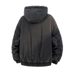 Men's Winter Oversized Hooded Fleece-Lined Warm Casual Denim Jacket